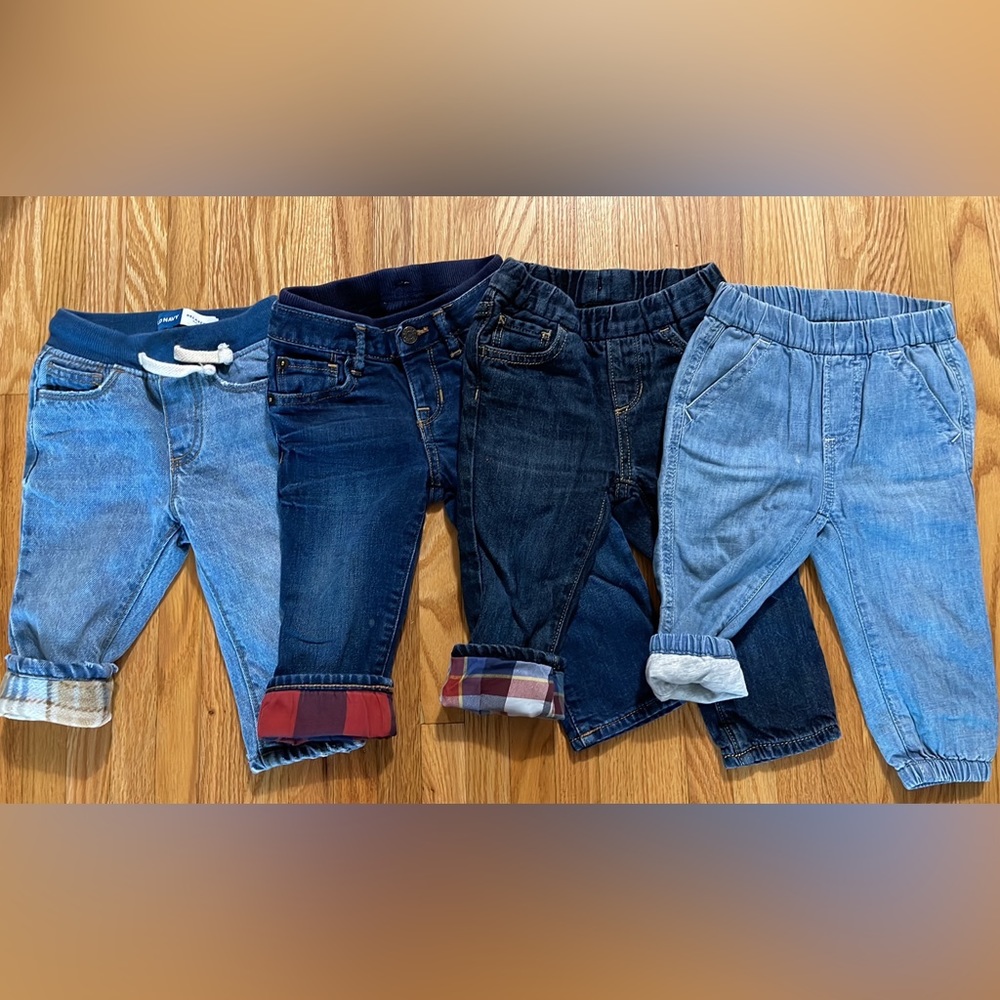 Bundle lot of 4 denim lined flannel jeans